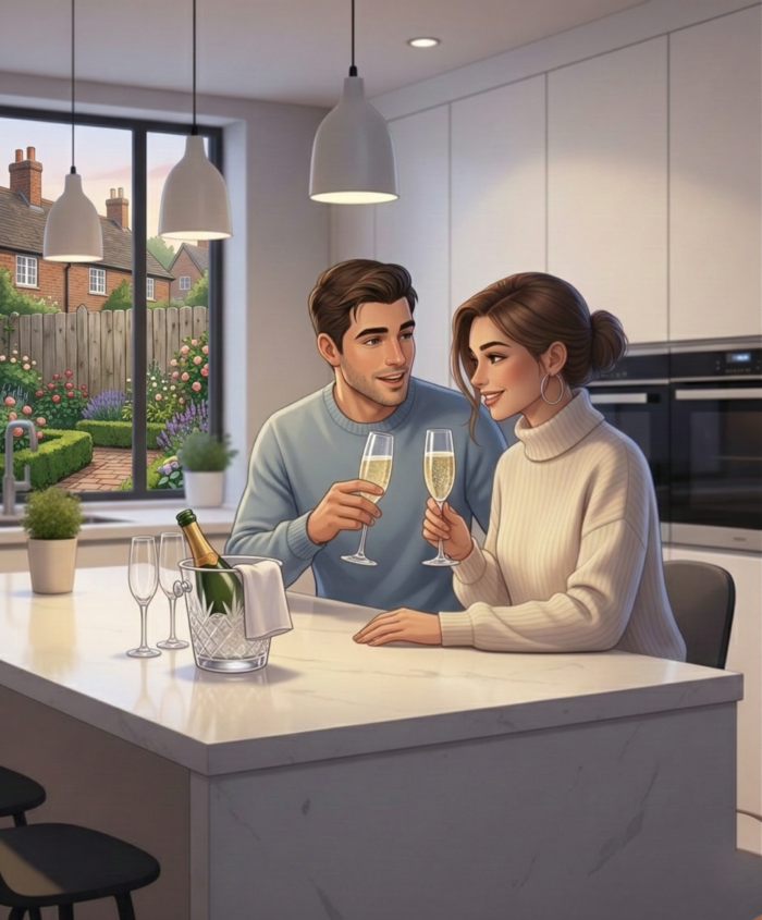 Couple celebrating after securing their loan